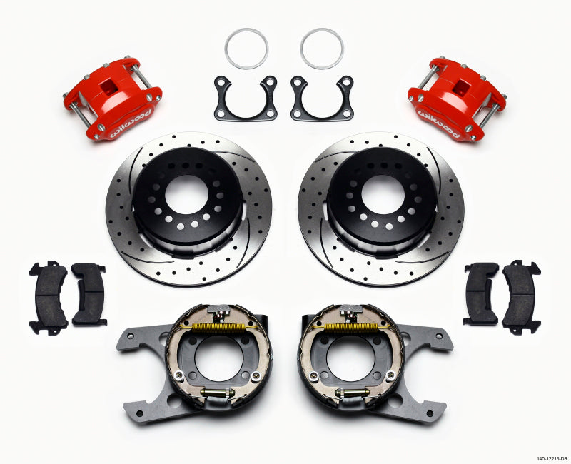 WIL D154 Brake Kit - Wilwood D154 P/S P-B Kit Drilled-Red Big Ford 2.36in Offset