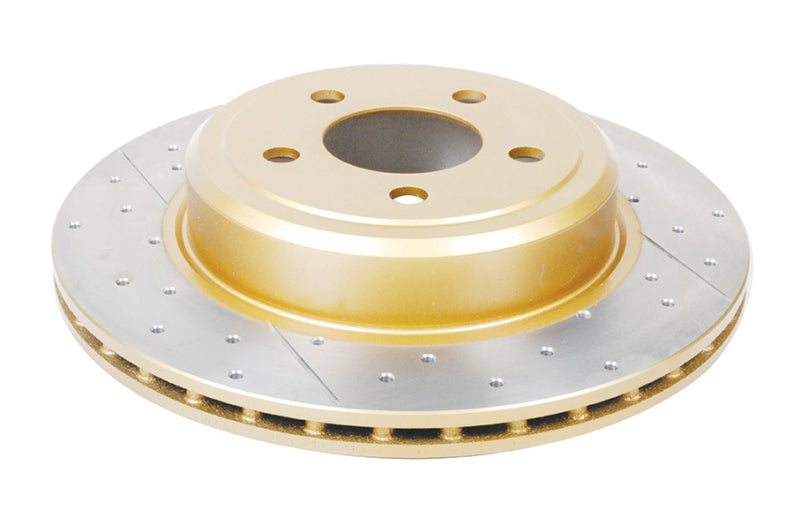 DBA Street Slot&Drill Rotors - DBA 05-09 Chrysler 300 C Rear Gold Cross Drilled & Slotted KP Street Series Rotor