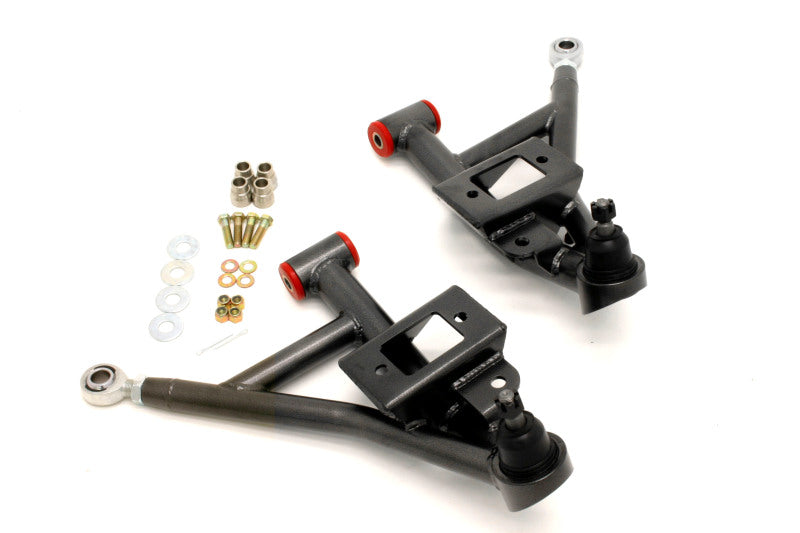 BMR Control Arms - BMR 93-02 F-Body Adj. Lower A-Arms Poly/Rod End Combo - Black Hammertone