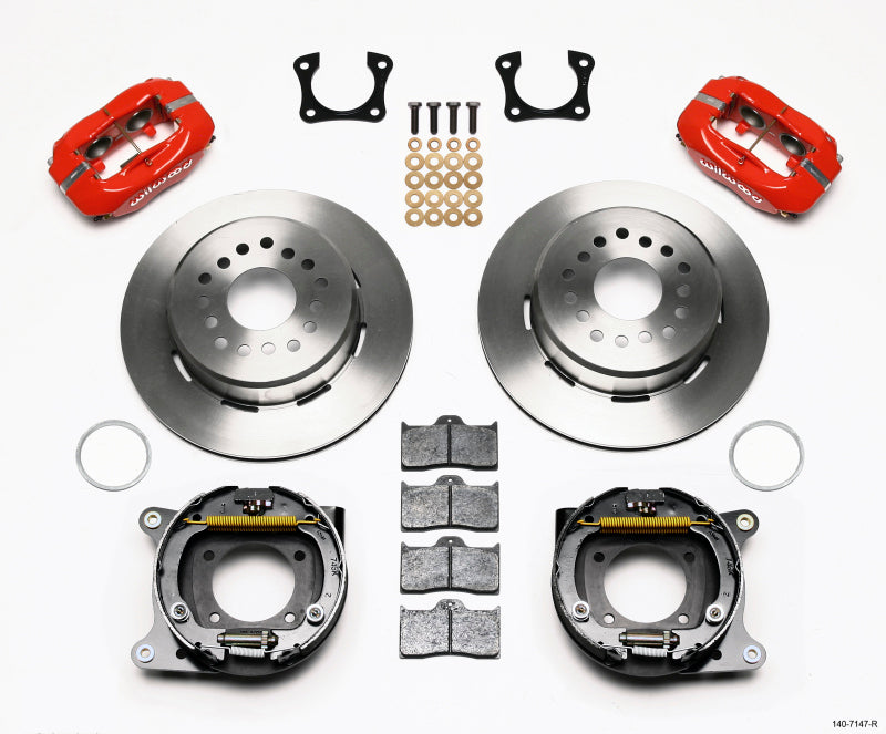 WIL Dynalite Brake Kit - Wilwood Forged Dynalite P/S Park Brake Kit Red 58-64 Olds/Pontiac Ends