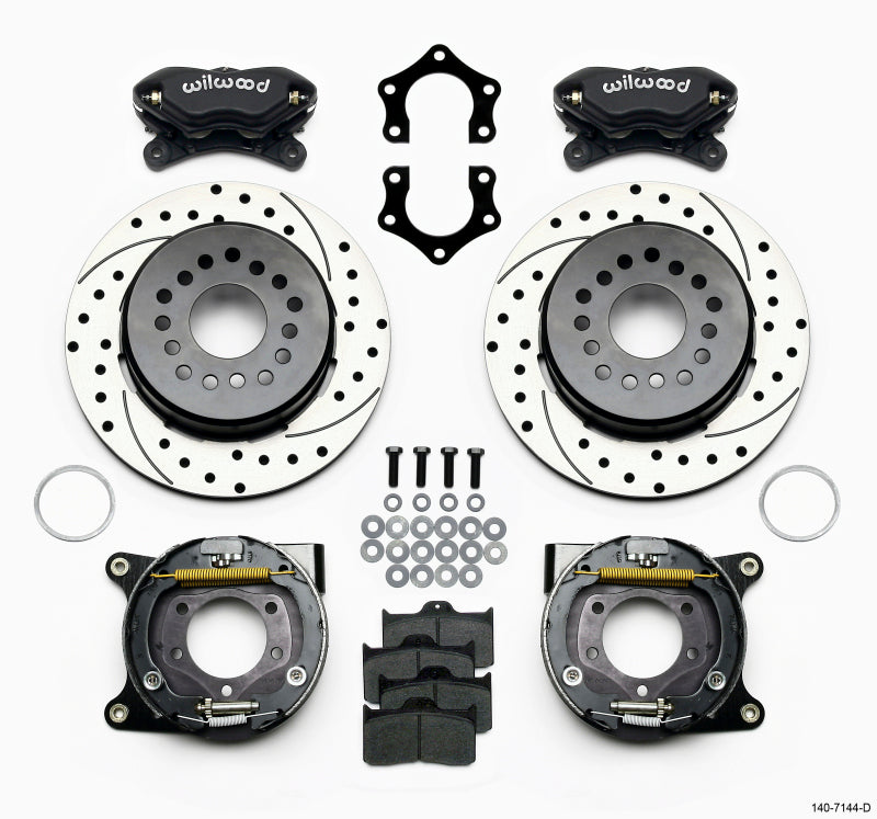 WIL Dynalite Brake Kit - Wilwood Forged Dynalite P/S Park Brake Kit Drilled Mopar/Dana 2.36in Off w/Snap Ring Bearing