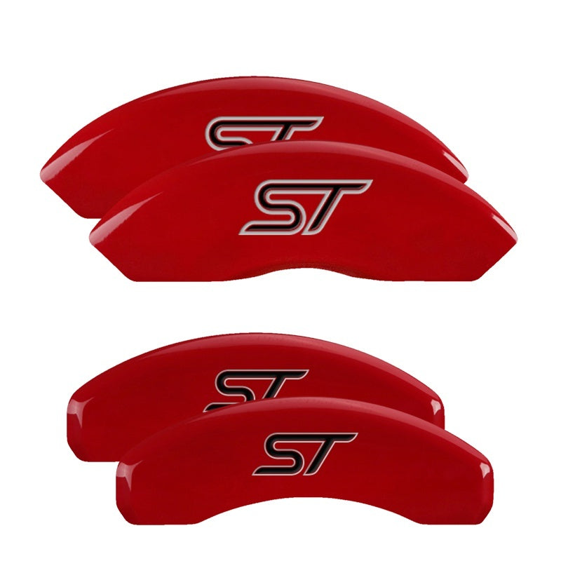 MGP Caliper Covers 4 Logo - MGP 4 Caliper Covers Engraved Front & Rear No Bolts/St Red Finish Silver Char 2018 Ford Fusion
