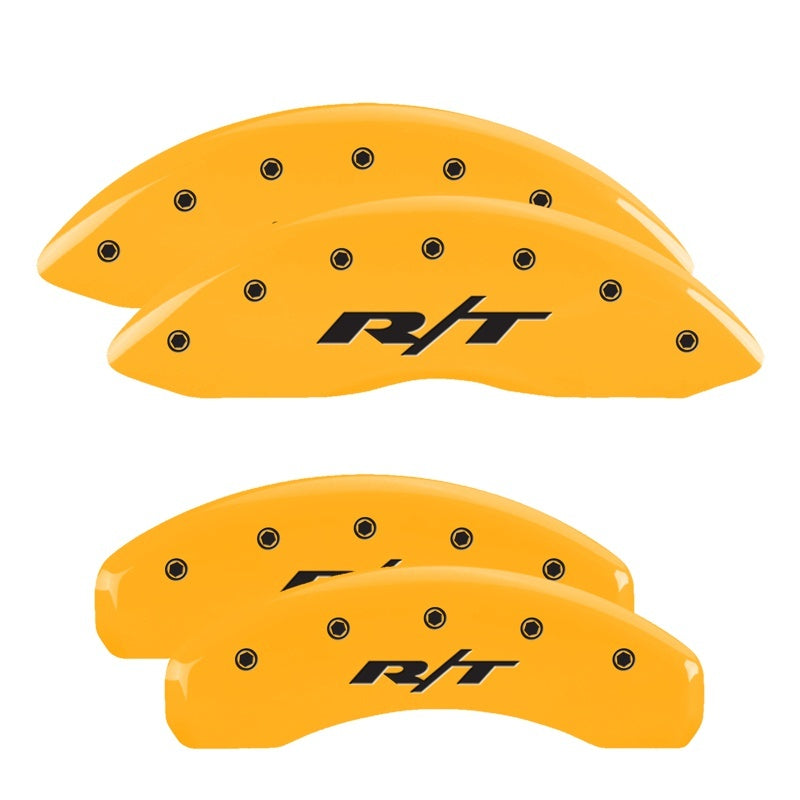 MGP Caliper Covers 4 Logo - MGP 4 Caliper Covers Engraved Front & Rear 11-18 Dodge Durango Yellow Finish Black RT1-Truck Logo