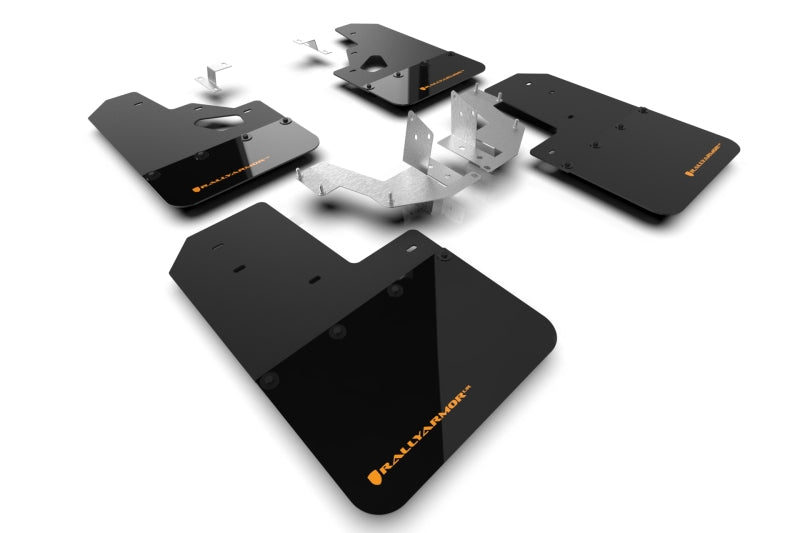 RAL Hybrid Blk Flap/Orange - Rally Armor 21-25 Ford Bronco (Plstc Bmpr + RR - NO Rptr/Sprt) Blk Mud Flap w/Cy Orange Logo