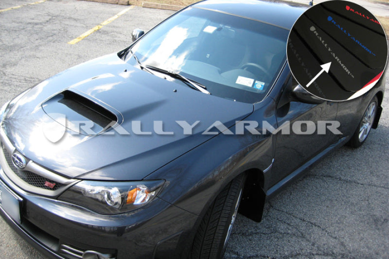 RAL Classic Blk Flap/Silv Logo - Rally Armor 08-11 Subaru STI (Hatch Only) / 11-14 WRX (Hatch Only) Black UR Mud Flap w/Silver Logo