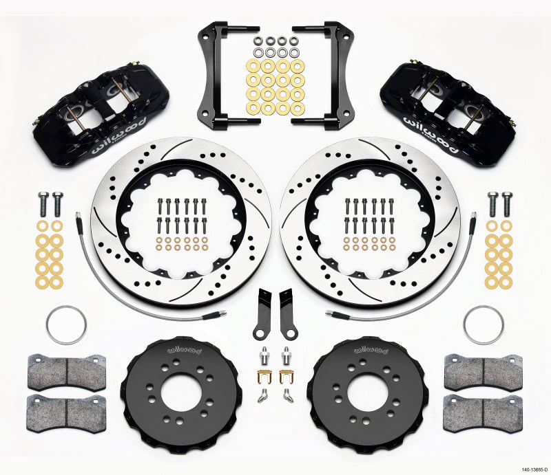 WIL Aero Brake Kit - Wilwood AERO6 Front Hat Kit 14.00 Drilled 2005-2014 Mustang w/ BMR Suspn. w/Lines
