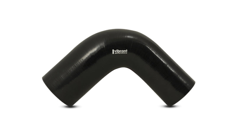 VIB 4 Ply Hoses - Vibrant 3in ID x 3.25in ID x 4in Long Gloss Black Silicone 90 Degree Transition Elbow