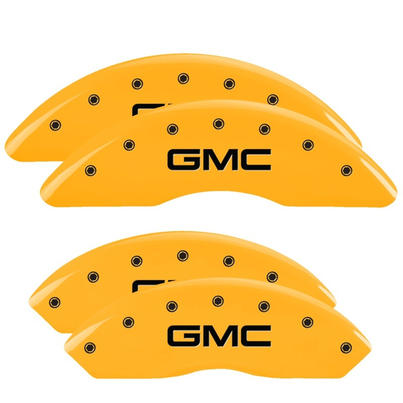 MGP Caliper Covers 4 Logo - MGP 4 Caliper Covers Engraved Front & Rear GMC Yellow finish black ch
