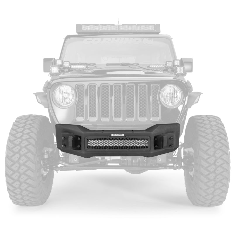 GOR Rockline Bumper - Go Rhino 07-20 Jeep Wrangler JL/JLU/JK/JKU/Gladiator JT Rockline Front Stubby Bumper