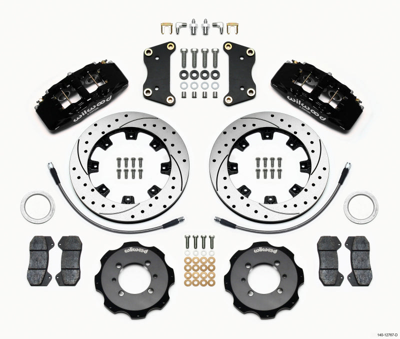 WIL Dynapro Brake Kit - Wilwood Dynapro 6 Front Hat Kit 12.19in Drilled 2012 Fiat 500 w/ Lines