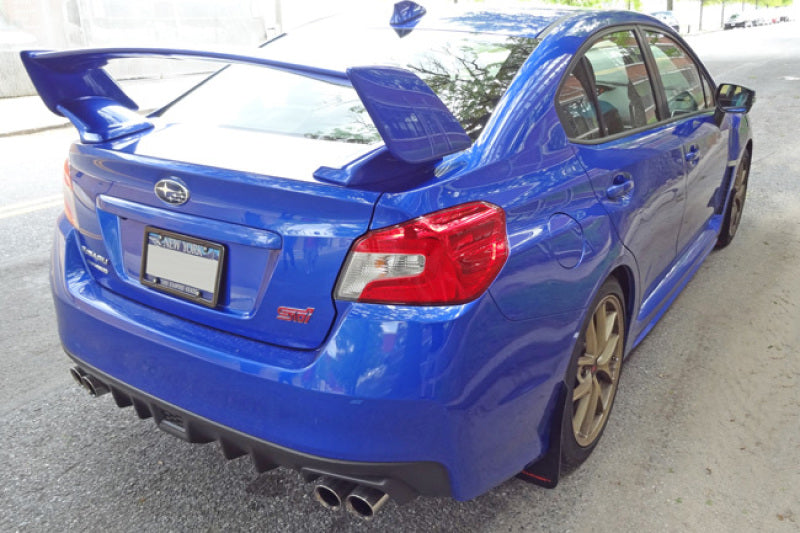 RAL UR White Flap/Black Logo - Rally Armor 15-21 Subaru WRX/STI White UR Mud Flap w/Black Logo