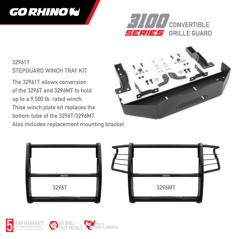 GOR Step Guard - 3000 -Tex Blk - Go Rhino 18-20 Ford F-150 (Excl. APA/ACC Models) 3100 Series StepGuard Center Grille ONLY - Tex. Blk