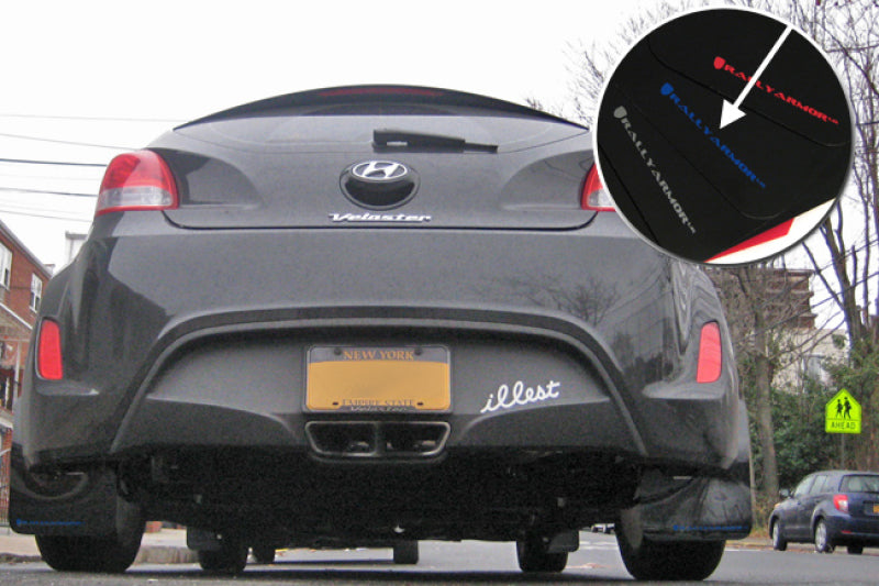 RAL UR Blk Flap/Blue Logo - Rally Armor 12-18 Hyundai Veloster Black UR Mud Flap w/ Blue Logo