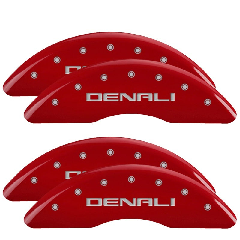 MGP Caliper Covers 4 Standard - MGP 4 Caliper Covers Engraved Front & Rear Red Finish Silver Characters for 20-22 GMC Sierra 2500HD