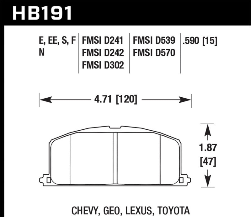 HAWK ER-1 Brake Pad Sets - Hawk 1985 Chevrolet Nova Front ER-1 Brake Pads