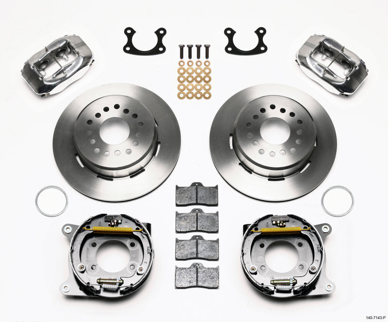 WIL Dynalite Brake Kit - Wilwood Forged Dynalite P/S Park Brake Kit Polished Small Ford 2.66in Offset