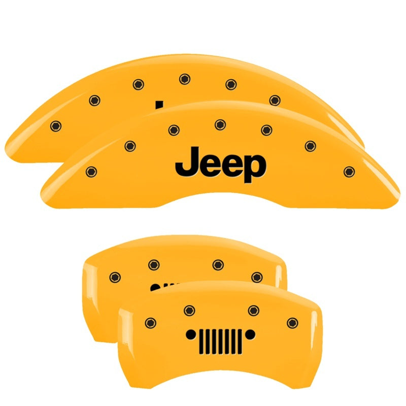 MGP Caliper Covers 4 Logo - MGP 4 Caliper Covers Engraved Front JEEP Engraved Rear JEEP Grill logo Yellow finish black ch