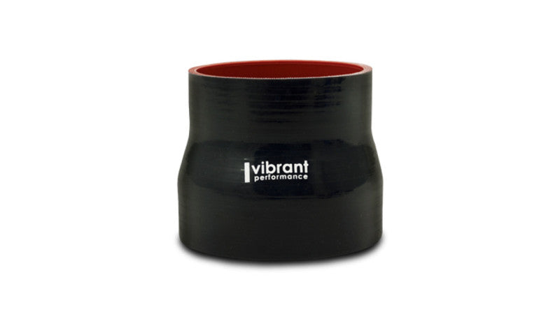 VIB 4 Ply Hoses - Vibrant 3.5in I.D. x 4.250in I.D. x 4.5in Long 4 Ply Gloss Black Silicone Transition Hose