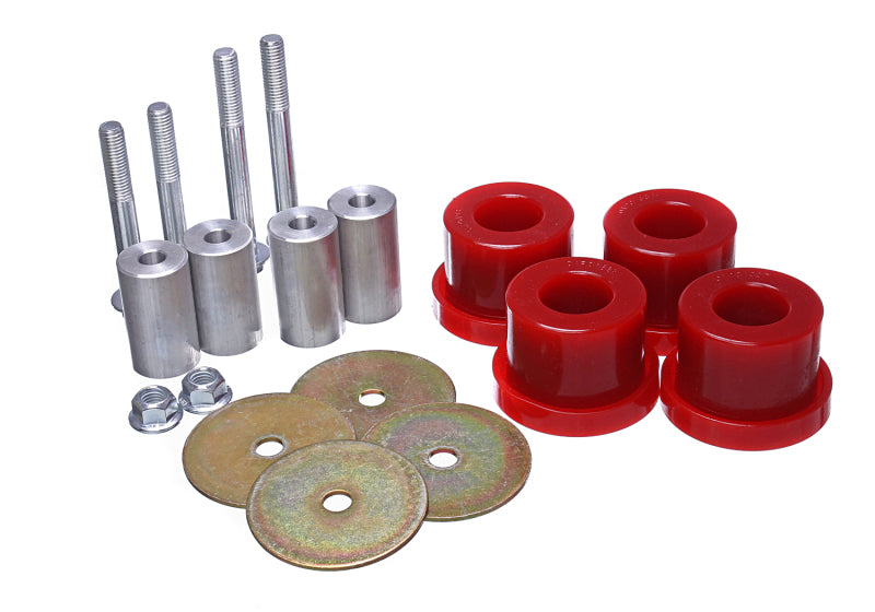 ES Diff Bushings - Red - Energy Suspension 2015 Ford Mustang (Exc Cobra) Red Differential Mount Bushing Set