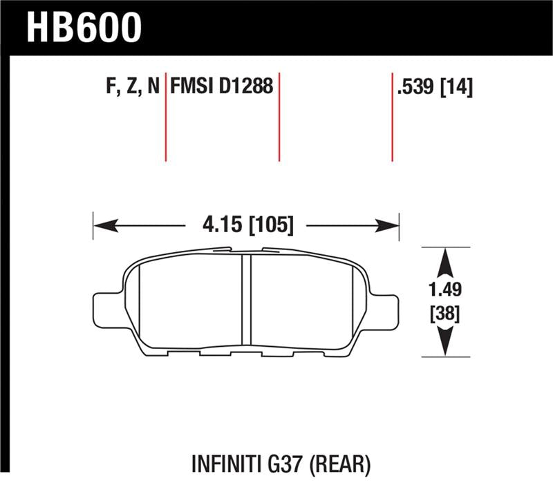 HAWK HPS Brake Pad Sets - Hawk Infiniti G35 Sport/G37 / 08-10 Nissan Rogue / 07-09 Sentra SE-R / 10 Sentra SE-R M/T HPS Street