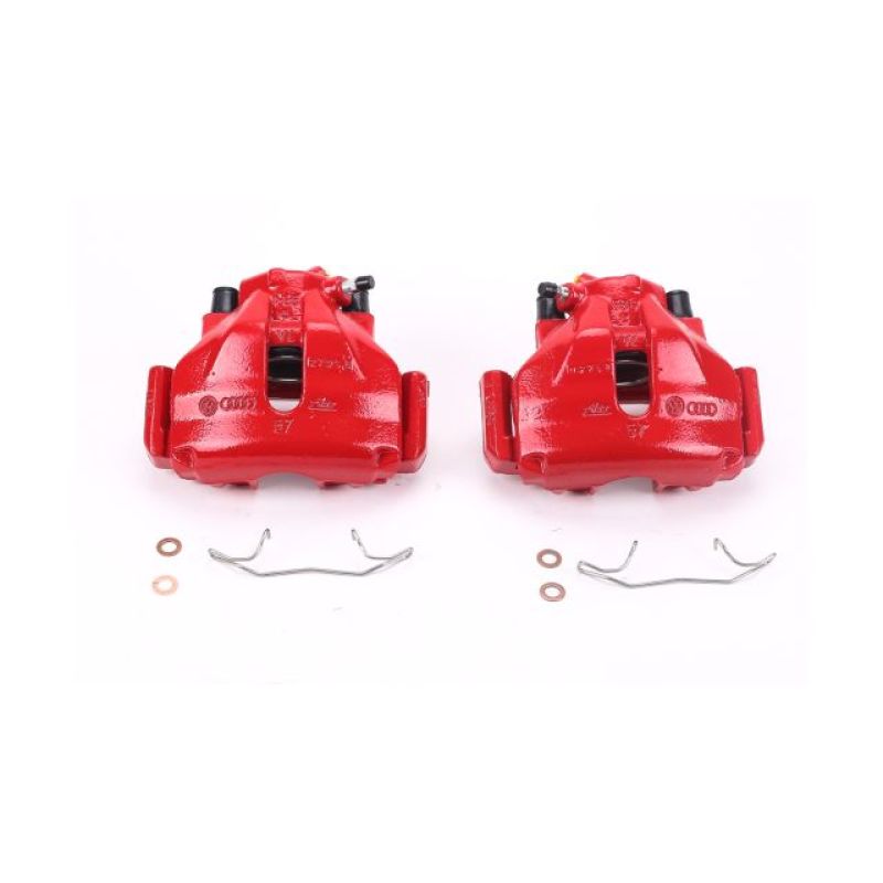 PSB Red Calipers - Power Stop 96-99 Audi A4 Front Red Calipers w/Brackets - Pair