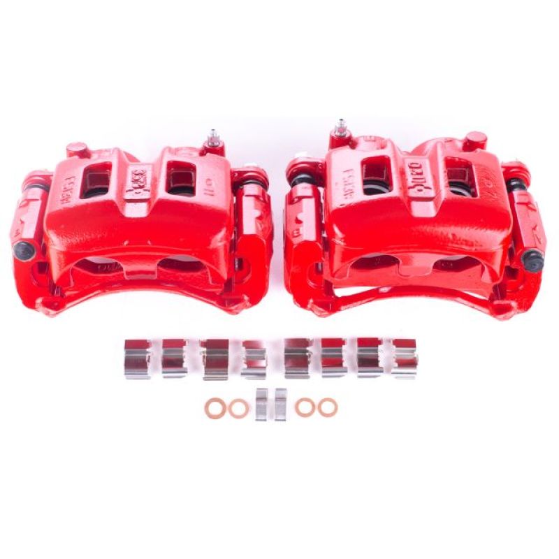 PSB Red Calipers - Power Stop 01-06 Mitsubishi Montero Front Red Calipers w/Brackets - Pair