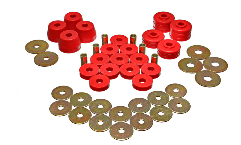 ES Body Mounts - Red - Energy Suspension Body Mount Bushing Sets - Red