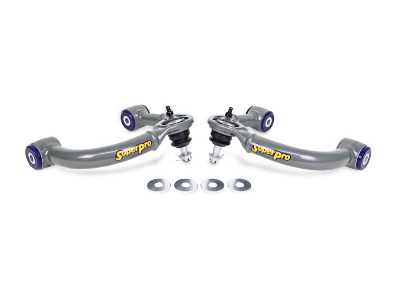 SPR Control Arms - Front - SuperPro 05-23 Toyota Tacoma 4WD Front Upper Fixed Offset Control Arm Set - Gun Metal