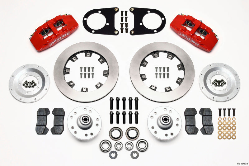 WIL Dynapro Brake Kit - Wilwood Dynapro 6 Front Hub Kit 12.19in Red 37-48 Ford Psgr. Car Spindle