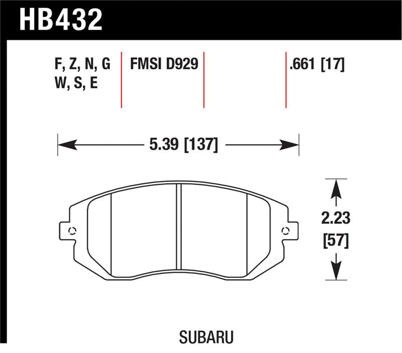 HAWK Ceramic Brake Pad Sets - Hawk 03-05 WRX / 08 WRX D929 Performance Ceramic Street Front Brake Pads