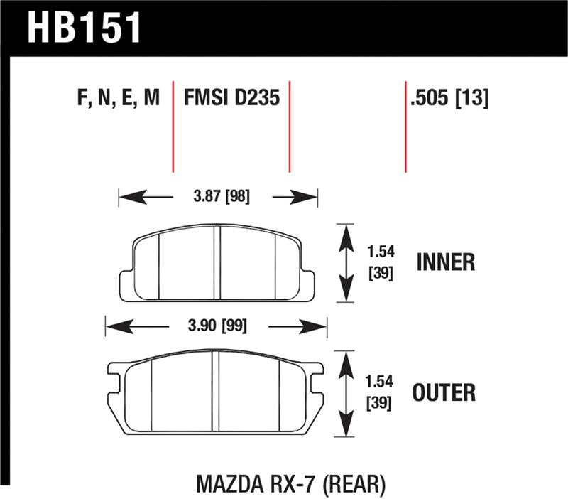 HAWK Blue 9012 Brake Pad Sets - Hawk 81-85 Mazda RX-7 Blue 9012 Rear Race Brake Pads