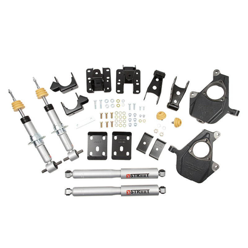 BT Lower Kit w SP Shocks - Belltech LOWERING KIT 16.5-17 Chevy Silverado All Cabs 4WD 2inF/4inR