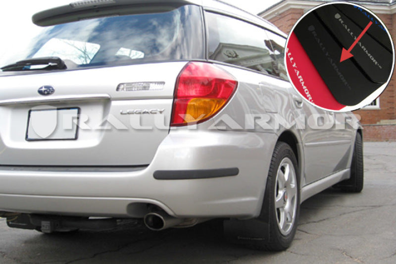RAL UR Blk Flap/Grey Logo - Rally Armor 05-09 Subaru Legacy / Outback Black UR Mud Flap w/Grey Logo