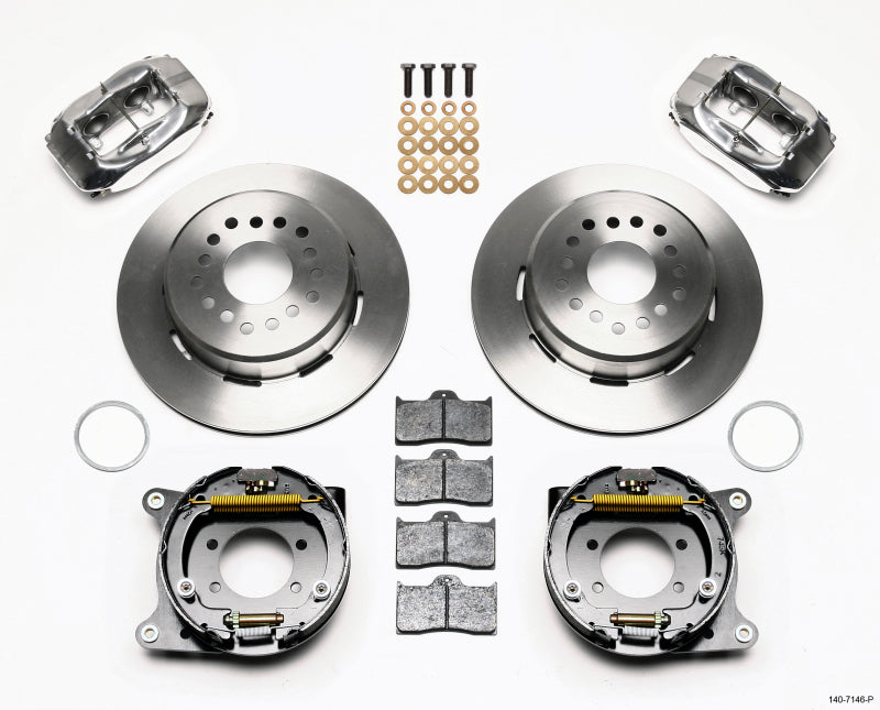 WIL Dynalite Brake Kit - Wilwood Forged Dynalite P/S Park Brake Kit Polished Ford 8.8 w/2.5in Offset-5 Lug