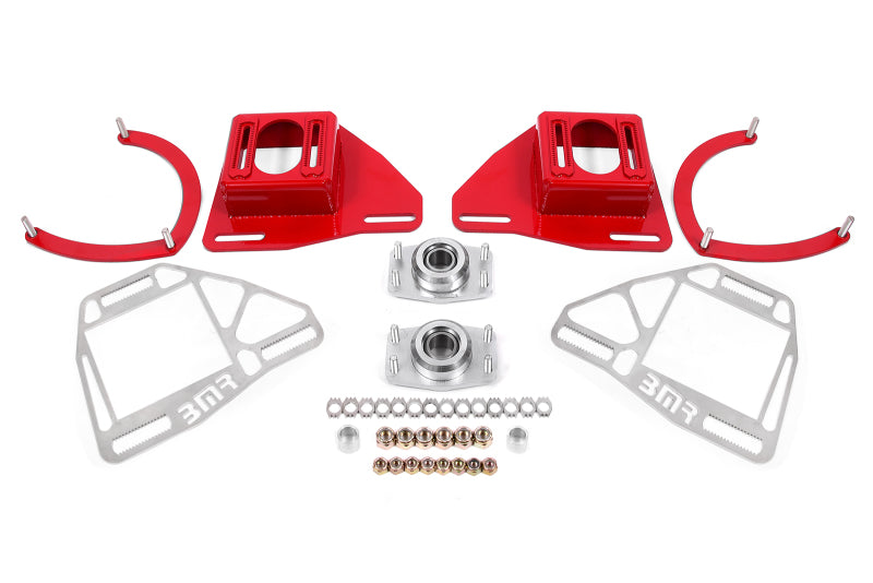 BMR Caster & Camber Plates - BMR Suspension 82-92 Chevy Camaro Caster/Camber Plates w/ Lockout Plates - Red