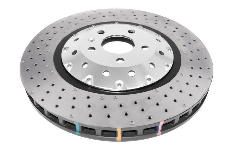 DBA 5000 Slot&Drill Rotors - DBA 06-17 Audi RS3 8V Sedan 5000 Fully Assembled 2-Pc Clear Anodized Hat T3 Drilled/Dimpled Rotor