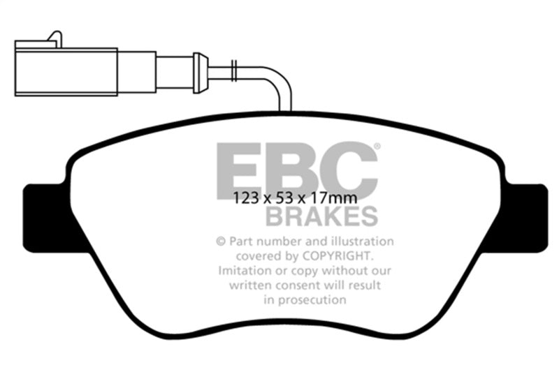 EBC Redstuff Brake Pad Sets - EBC 10-11 Fiat 500 1.4 (Bosch Calipers) Redstuff Front Brake Pads