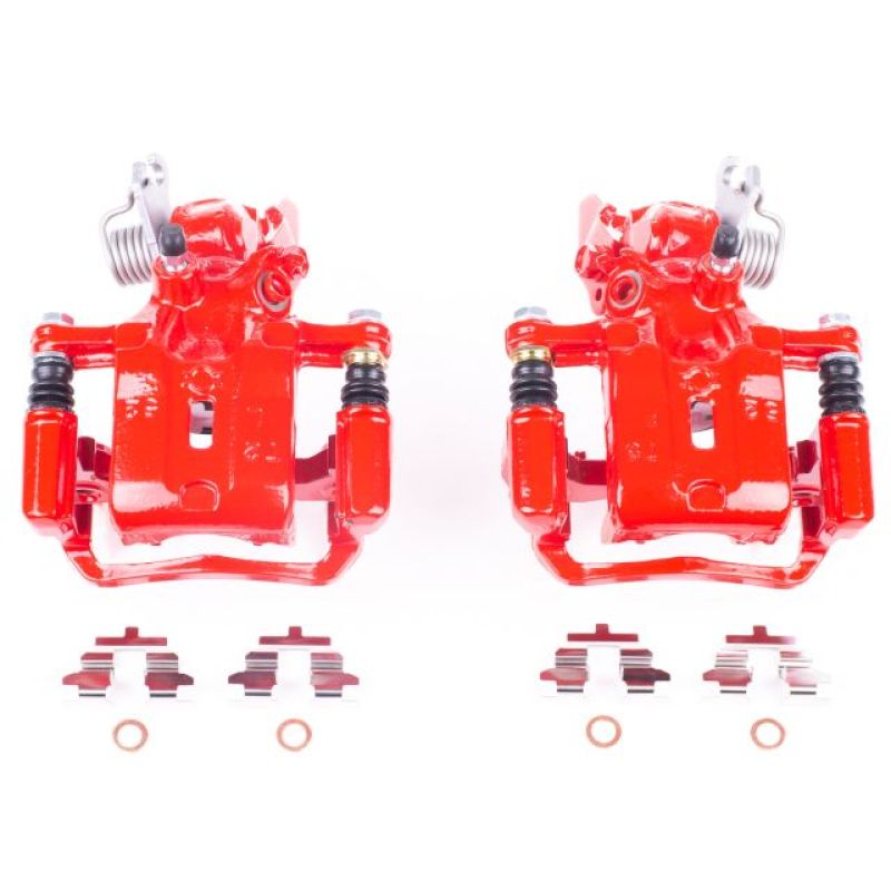 PSB Red Calipers - Power Stop 2002 Infiniti G20 Rear Red Calipers w/Brackets - Pair
