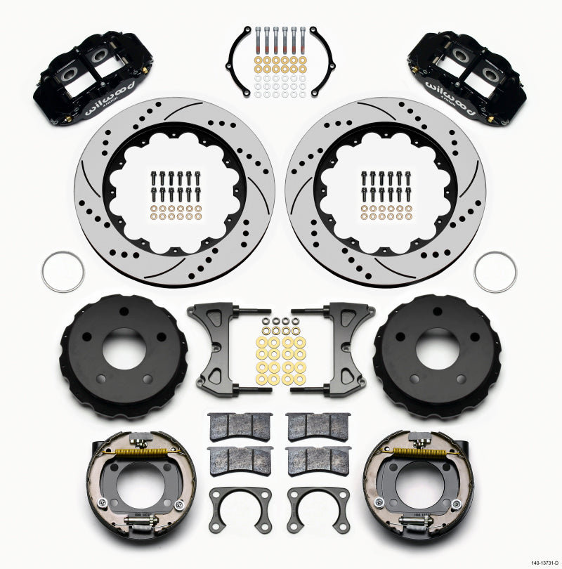 WIL Superlite Brake Kit - Wilwood Narrow Superlite 4R Rear P-Brk Kit 14.00in Drilled Big Ford 2.00in Off Bronco 5 x 5.50