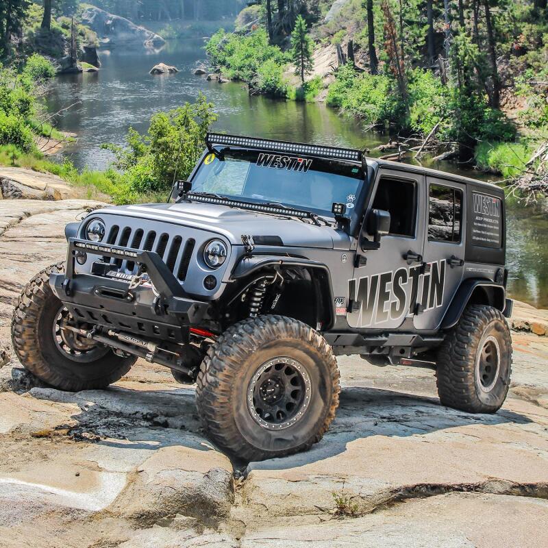 WES Snyper Rock Rail Steps - Westin/Snyper 07-17 Jeep Wrangler Unlimited Rock Slider Steps - Textured Black