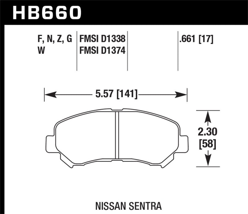 HAWK HPS Brake Pad Sets - Hawk 09-10 Nissan Maxima / 08-10 Rogue / 07-09 Sentra SE-R / 10  Sentra SE-R M/T HPS Street Front Br