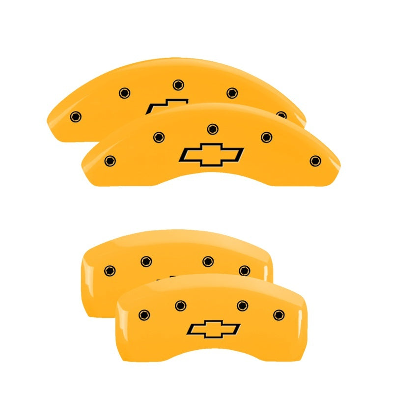 MGP Caliper Covers 4 Logo - MGP 4 Caliper Covers Engraved Front & Rear Bowtie Yellow finish black ch