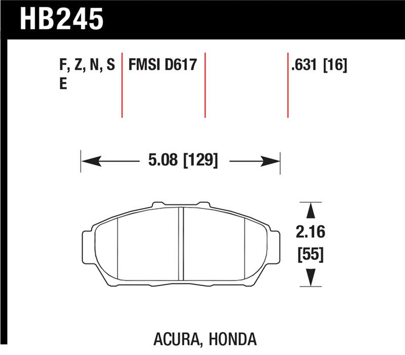 HAWK HPS Brake Pad Sets - Hawk 94-01 Acura Integra (excl Type R)  HPS Street Front Brake Pads