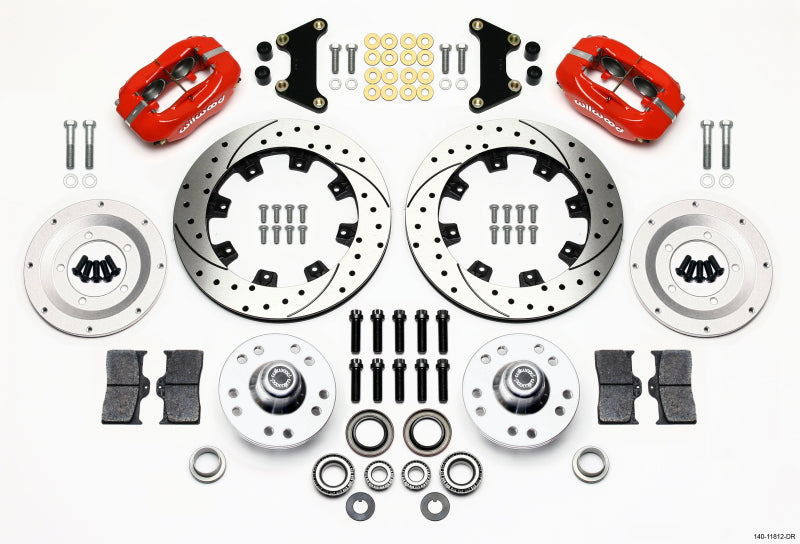 WIL Dynalite Brake Kit - Wilwood Forged Dynalite Front Kit 12.19in Drilled Red 49-54 Chevy/53-62 Corvette (*Line Kit Needed*)