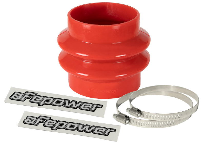 AFE Elbow Reducing Couplers - aFe Magnum FORCE Intake Coupling Kit (3-1/8 IN ID to 3 IN x 3-1/2 IN L) Straight Bellow- Red