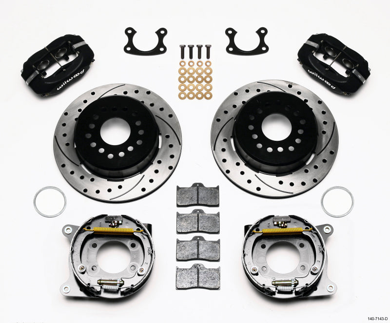 WIL Dynalite Brake Kit - Wilwood Forged Dynalite P/S Park Brake Kit Drilled Small Ford 2.66in Offset