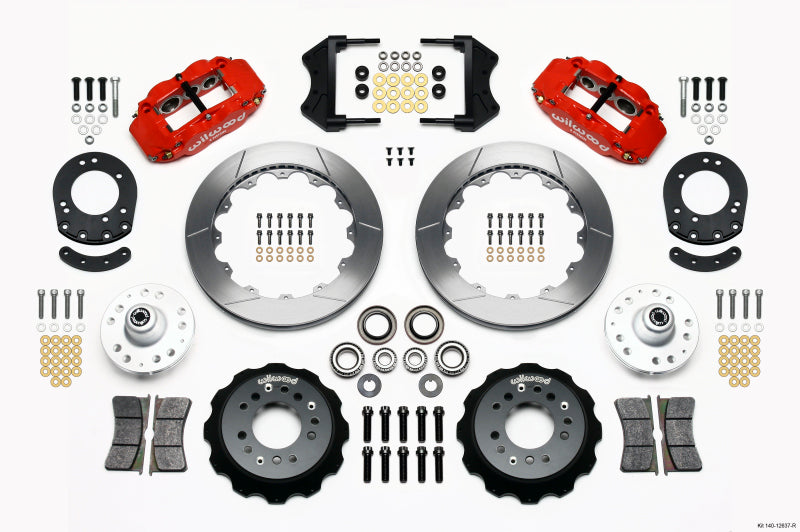 WIL Superlite Brake Kit - Wilwood Narrow Superlite 6R Front Hub Kit 12.88in Red 1965-1969 Mustang Drum Spindle