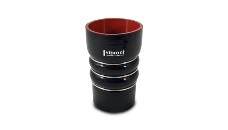VIB 4 Ply Hoses - Vibrant Silicone Coupling 4 Ply Aramid CAC Transition Hose 3.25in x 3in Inlet/Outlet - Black