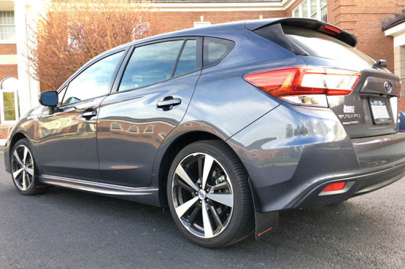 RAL UR Blk Flap/Grey Logo - Rally Armor 17-23 Subaru Impreza 4D/5D Black UR Mud Flap w/Grey Logo