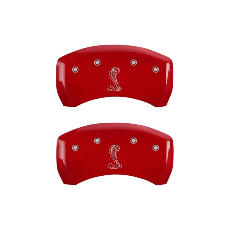 MGP Caliper Covers 2 Logo - MGP Rear set 2 Caliper Covers Engraved Rear Snake Red finish silver ch